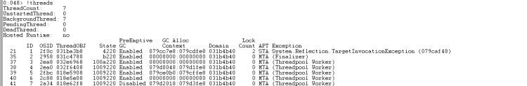 WinDbg viewing managed threads